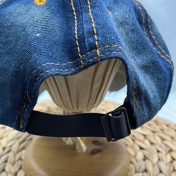 Denim Cap with Red Rose Embroidery - Picture 3 of 5